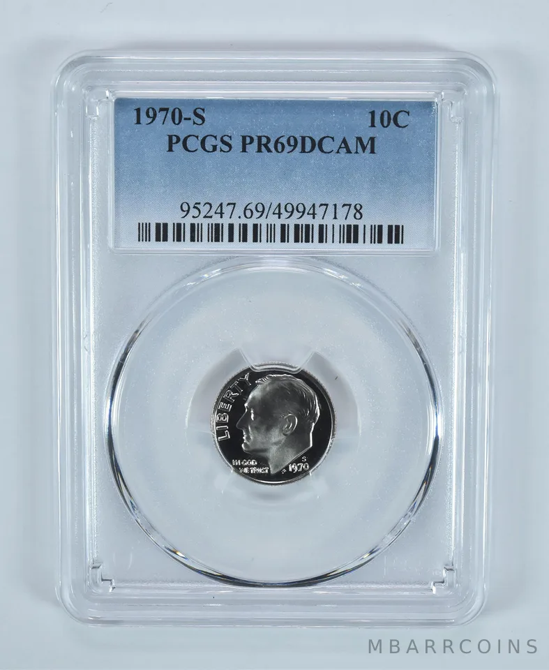 1970-S Roosevelt Dime PR69 DCAM PCGS Blue Label