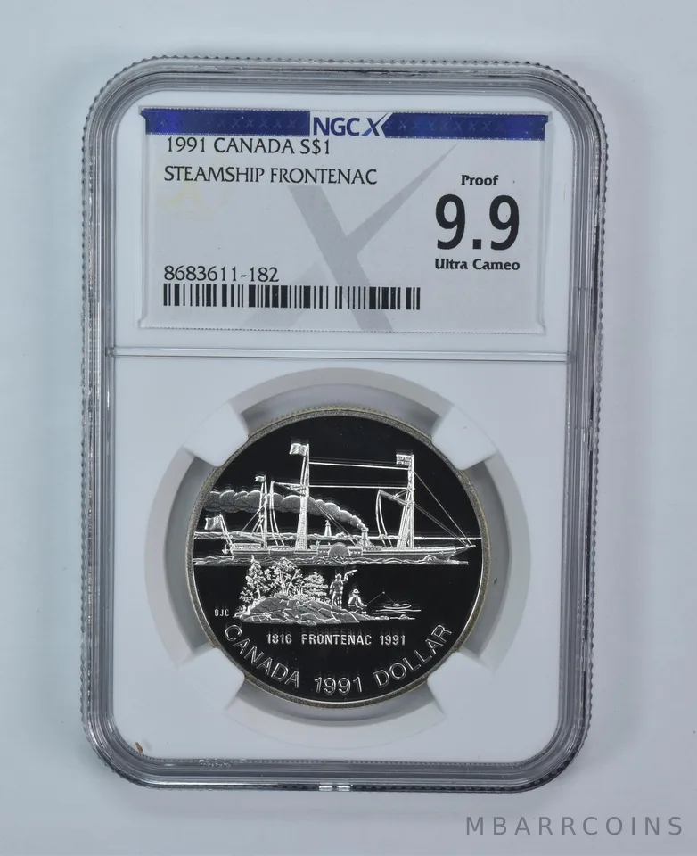 1991 Canada 1 Dollar Silver Steamship Frontenac Proof 9.9 UCAM NGC X NGCX