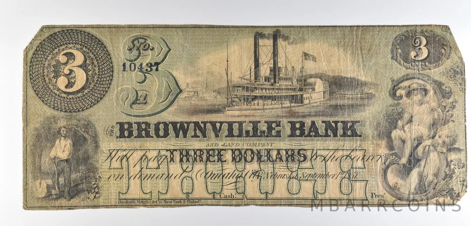 1857 $3 Omaha City NE Brownville Bank Obsolete Note *8614
