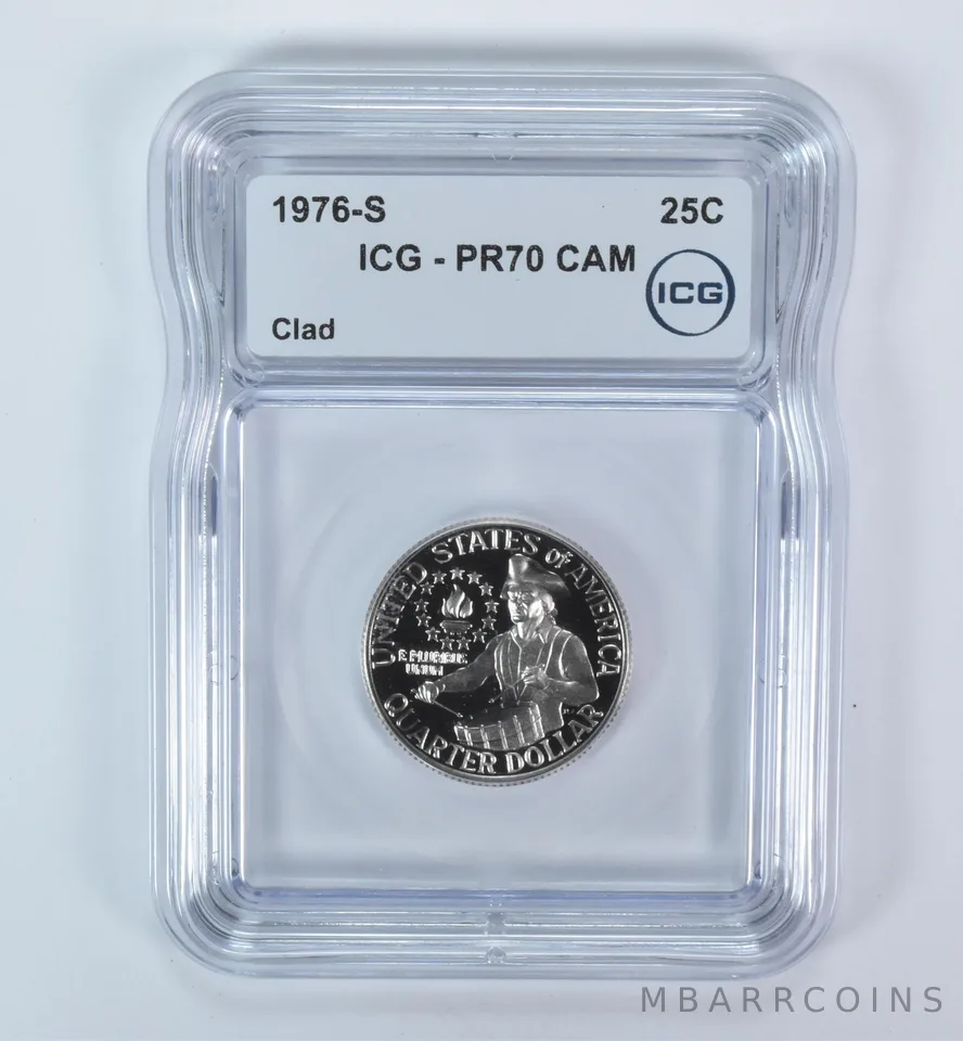 1976-S Washington Quarter CLAD PR70 CAM ICG