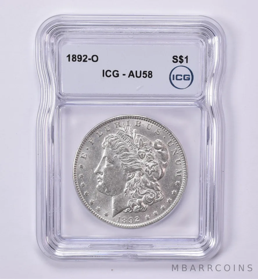 1892-O Morgan Silver Dollar AU58 ICG *0520