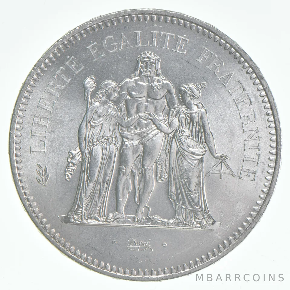 1975 France 50 Francs Hercules 90% Silver BU