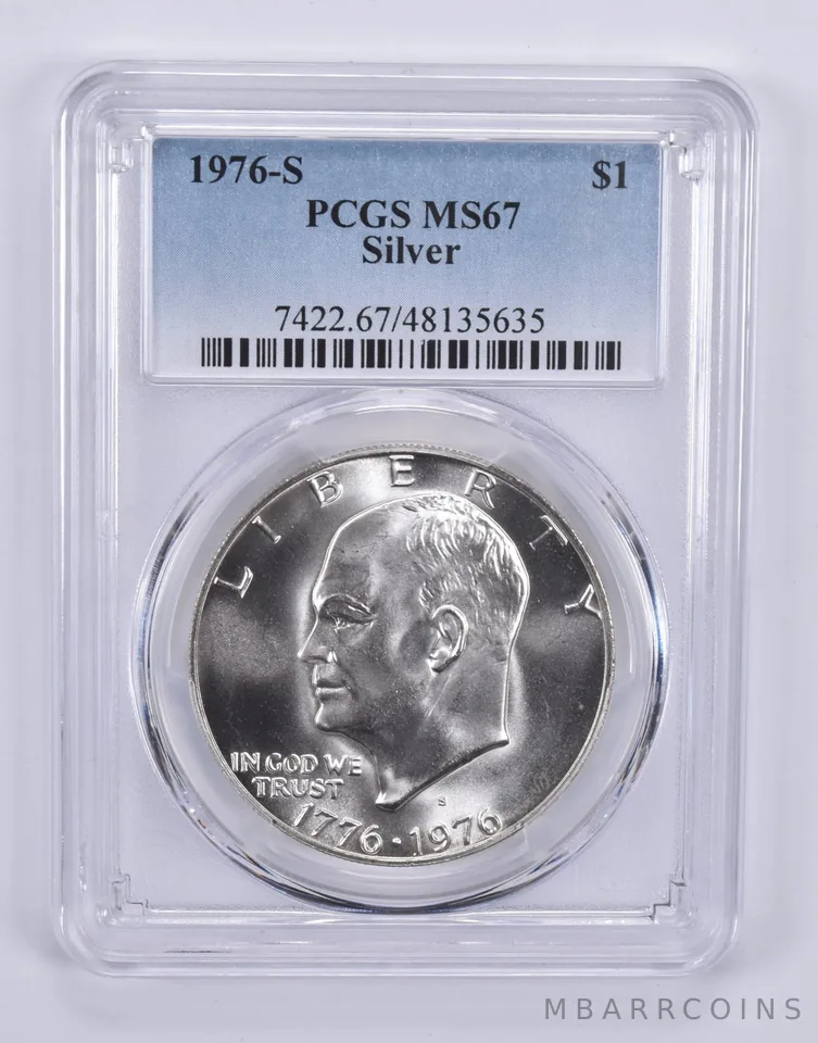 1976-S Eisenhower $1 Silver MS67 PCGS Blue Label