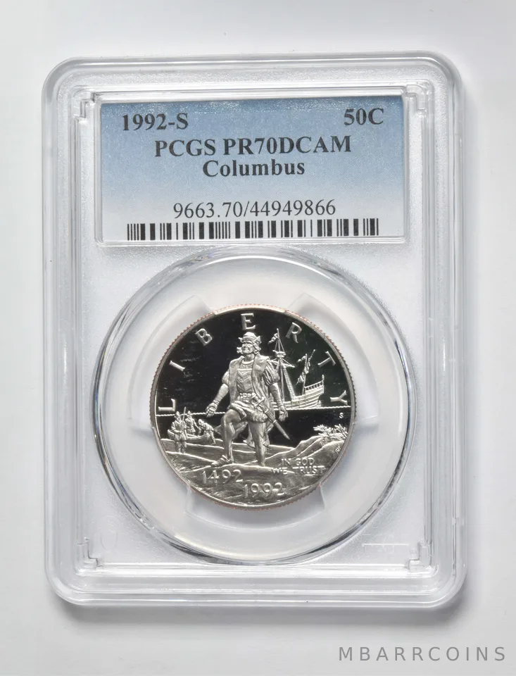 1992-S Columbus Commemorative Half Dollar PR70 PCGS Blue Label