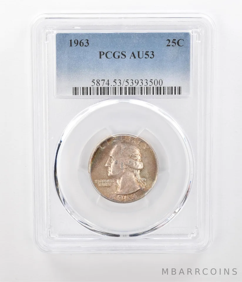 1963 Washington Quarter AU53 PCGS Beautiful Tone *1093