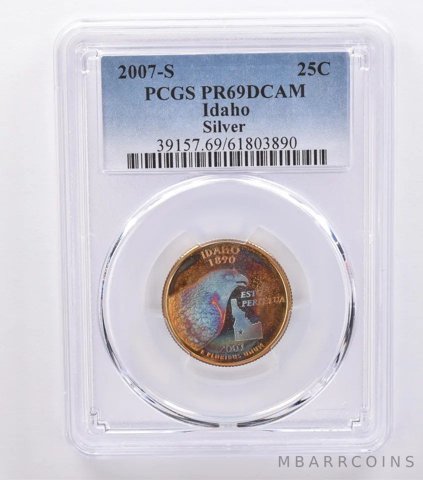 2007-S Washington State Quarter Idaho Silver PR69 DCAM PCGS Beautiful Tone *8728