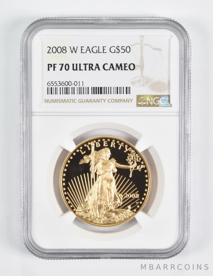 2008-W $50 American Gold Eagle 1 Oz Gold PF70 UCAM NGC