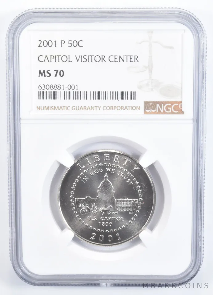 2001-P Capitol Visitor Center Commemorative Half Dollar MS70 NGC