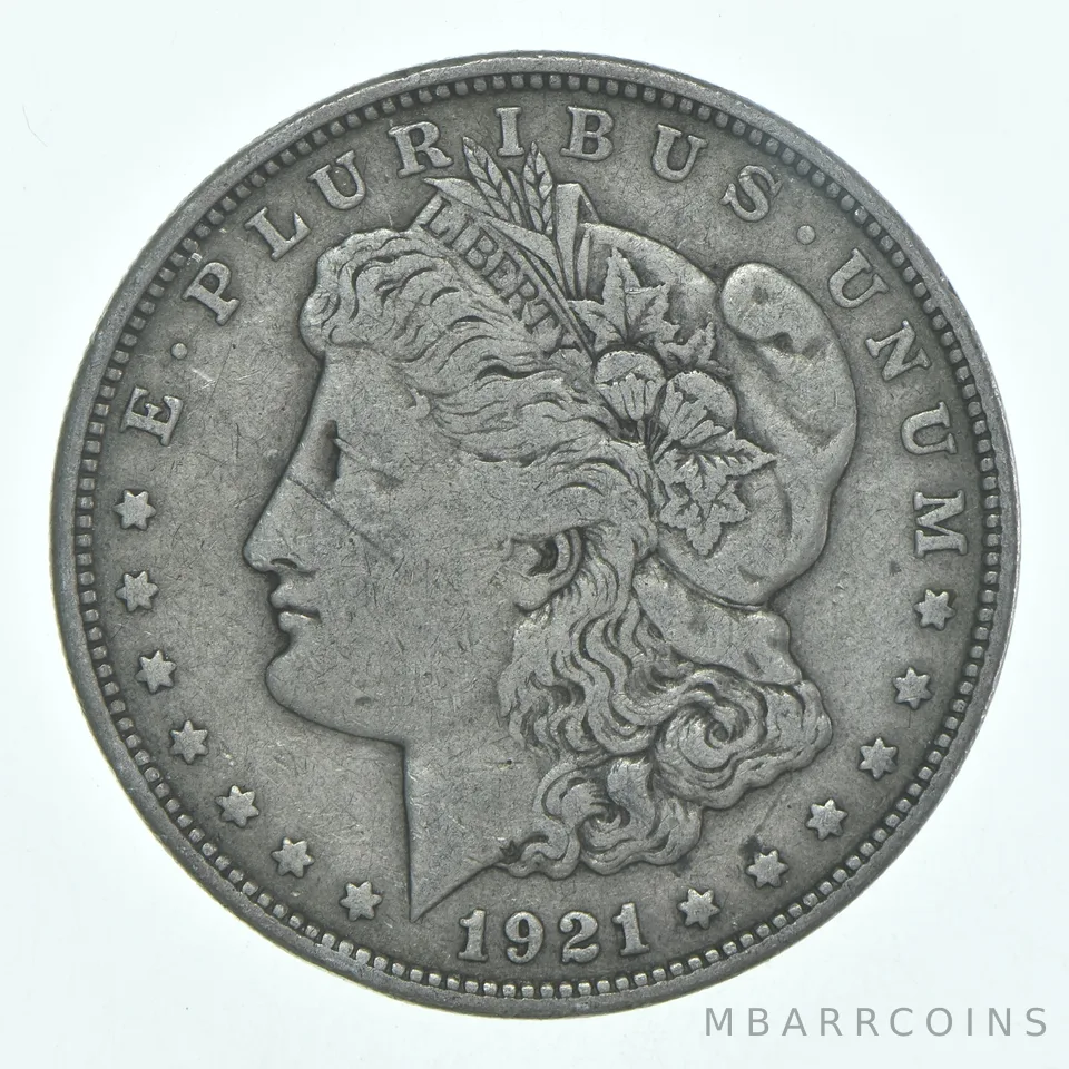 (1) VG 1921-D Morgan Silver Dollar VG-XF Circ 90%