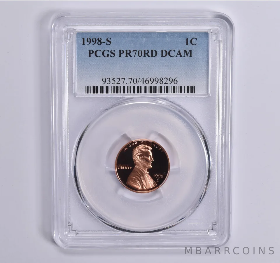 1998-S Lincoln Memorial Cent PR70 RD PCGS Blue Lbl