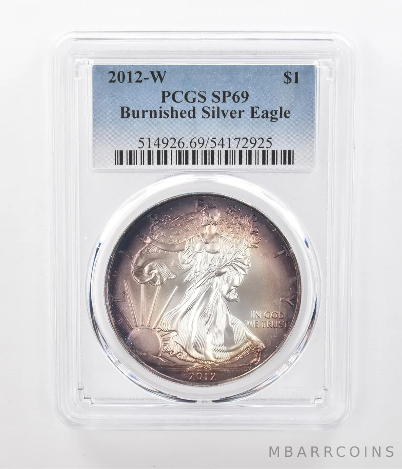 2012-W Burnished Silver Eagle SP69 PCGS Beautiful Tone *1270