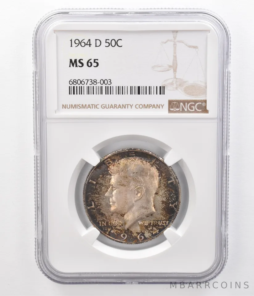 1964-D Kennedy Half Dollar MS65 NGC Beautifully Toned a8634