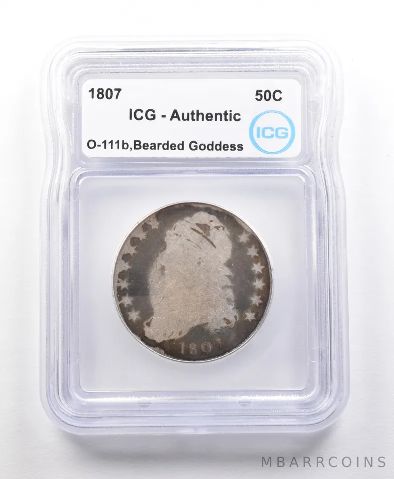 1807 Capped Bust Half Dollar O-111b Bearded Goddess Authentic ICG *5633