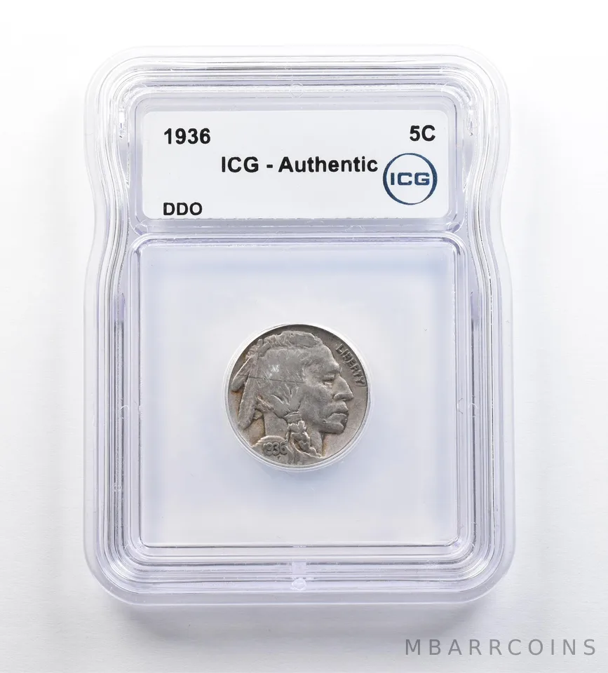 1936 Indian Head Buffalo Nickel DDO Authentic ICG *9191