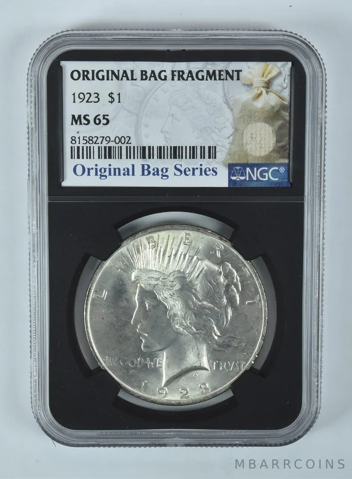 1923 Peace Silver Dollar Original Bag Fragment MS65 NGC