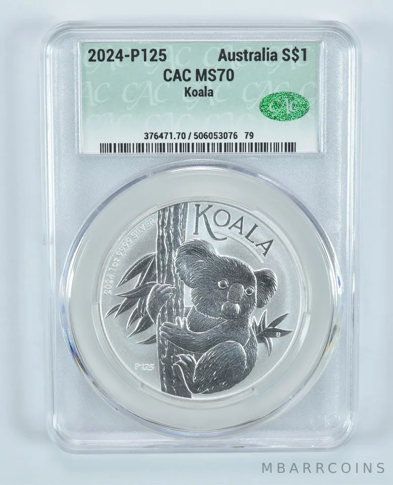 2024 P125 Australia 1 Dollar Silver Koala MS70 CAC CACg