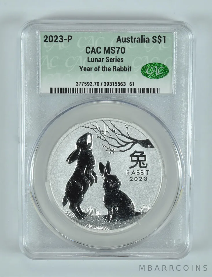 2023 P Australia 1 Dollar Silver Year Of The Rabbit MS70 CAC CACg