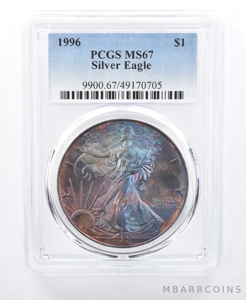 1996 American Silver Eagle MS67 PCGS Monster Tone *8610