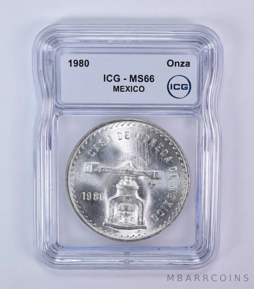 1980 Mo Mexico 1 Onza Silver MS66 ICG