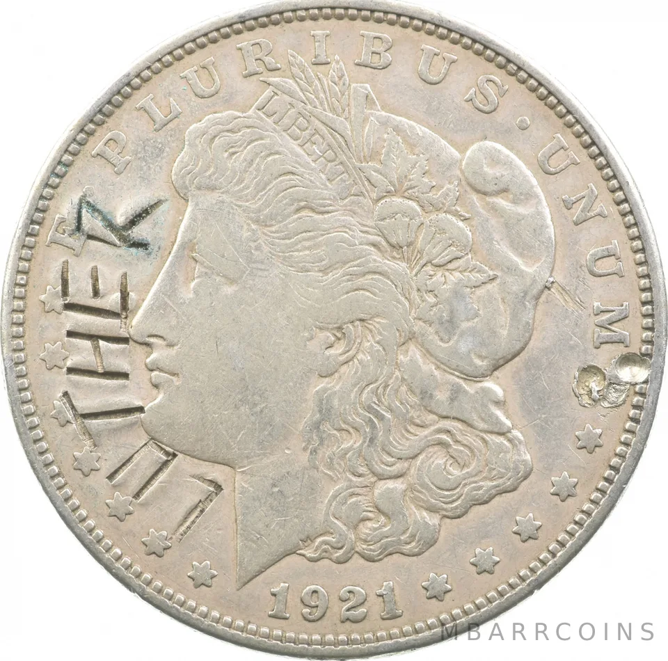1921-D Morgan Silver Dollar "Luther" Chopmarked a2823