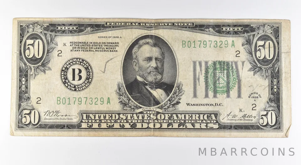 1928 A $50 New York NY FRN Gold Certificate Green Seal *9622