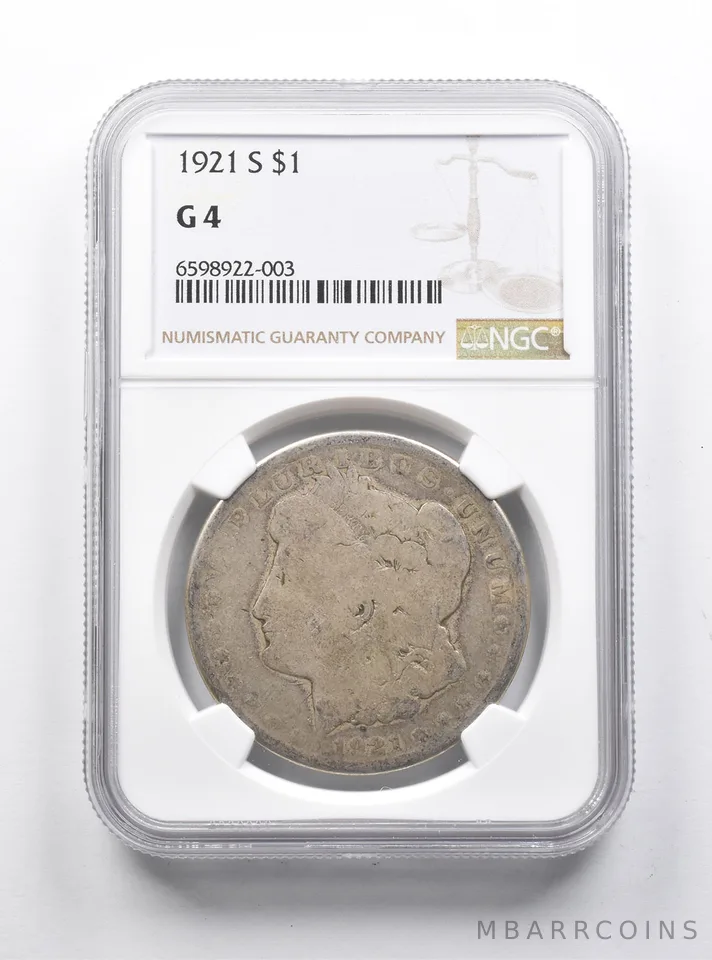 G4 1921-S Morgan Silver Dollar NGC Lowball Pocket Piece *1233