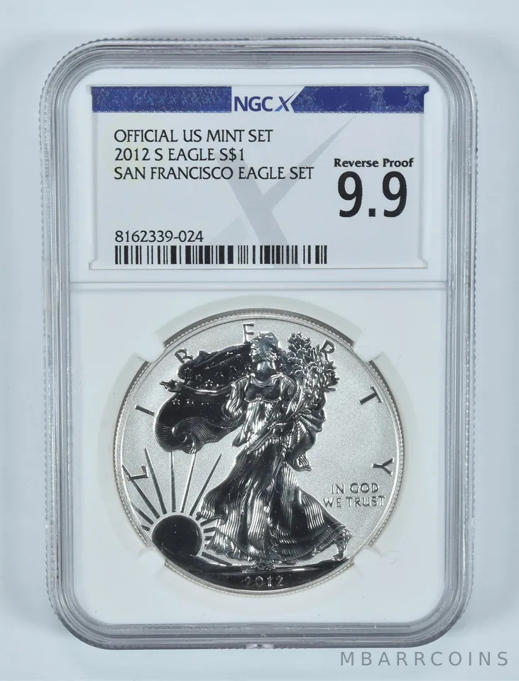2012-S American Silver Eagle San Francisco Reverse Proof 9.9 NGC X NGCX