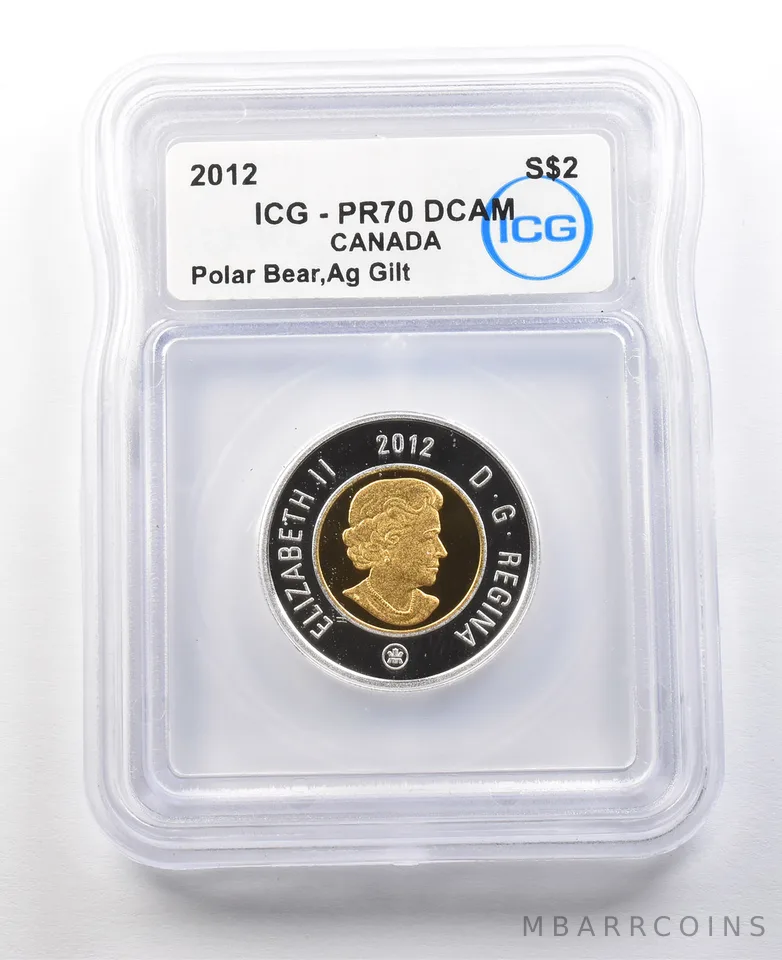 2012 Canada 2 Dollars Silver Gilt Polar Bear PR70 DCAM ICG *8800