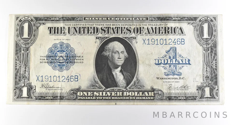 1923 $1 Silver Certificate Large Note Blue Seal *3696