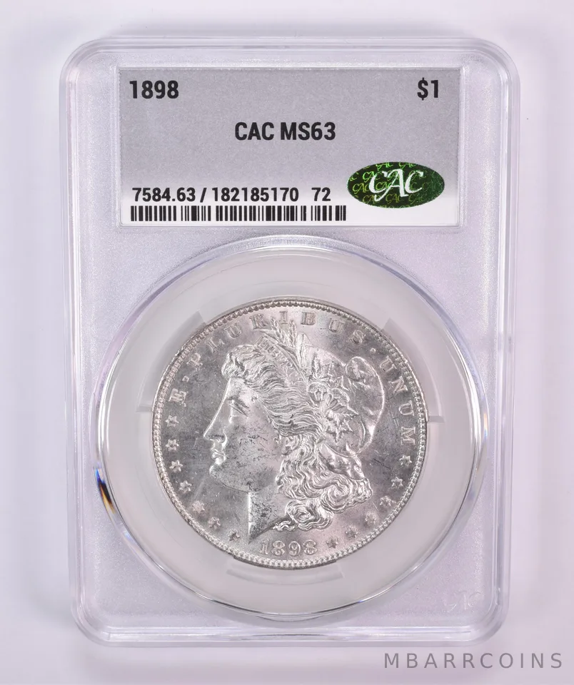 1898 Morgan Silver Dollar MS63 CAC CACg