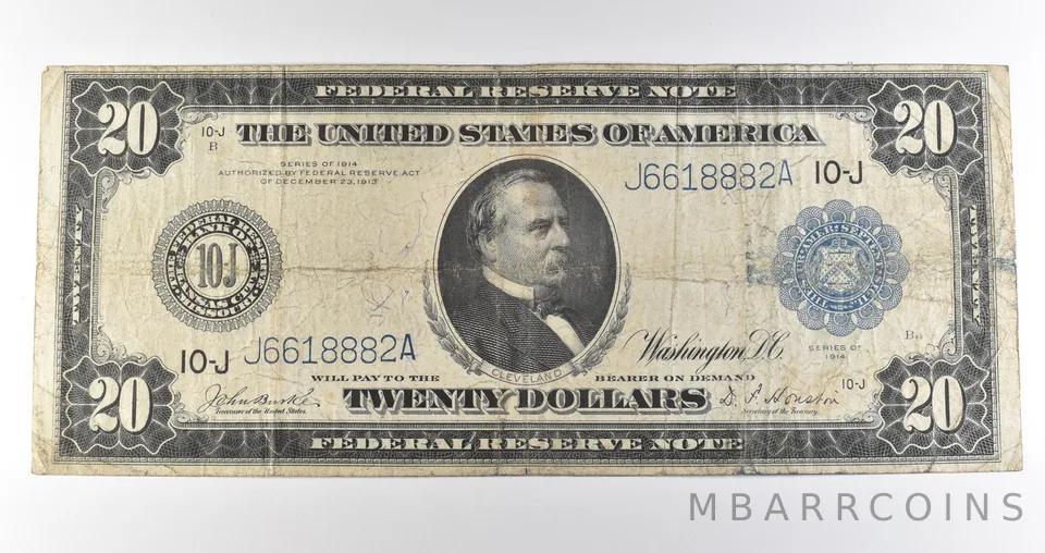 1914 $20 Kansas City MO FRN Large Note Blue Seal *3653