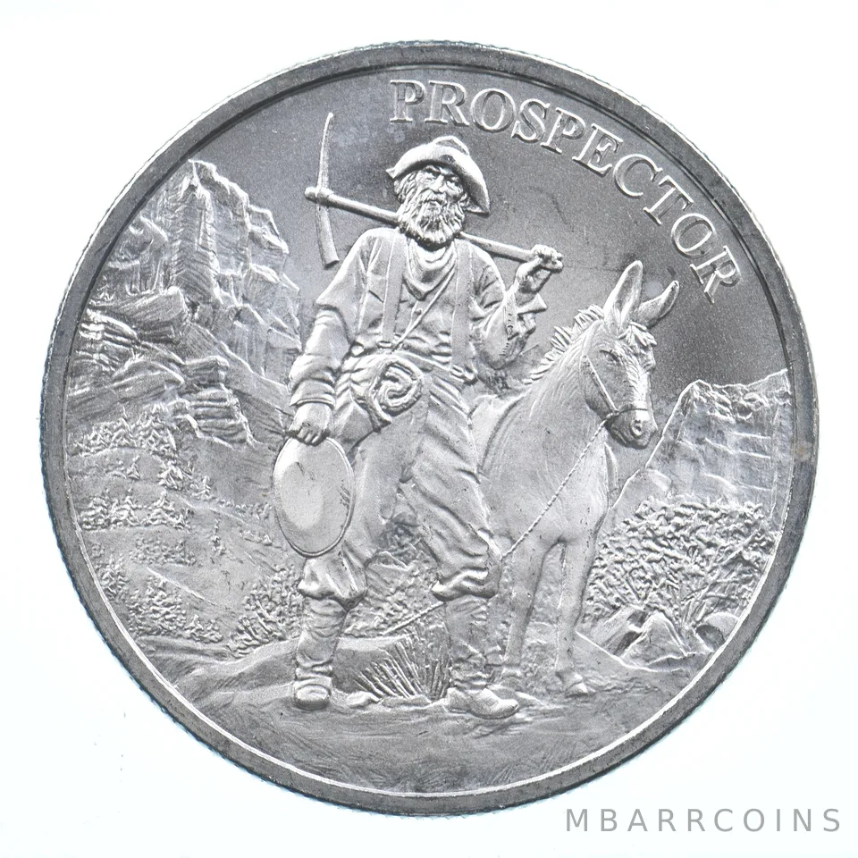 VINTAGE Art Bar/Round American Prospector 1 Oz. .999 Silver One Troy Ounce *808