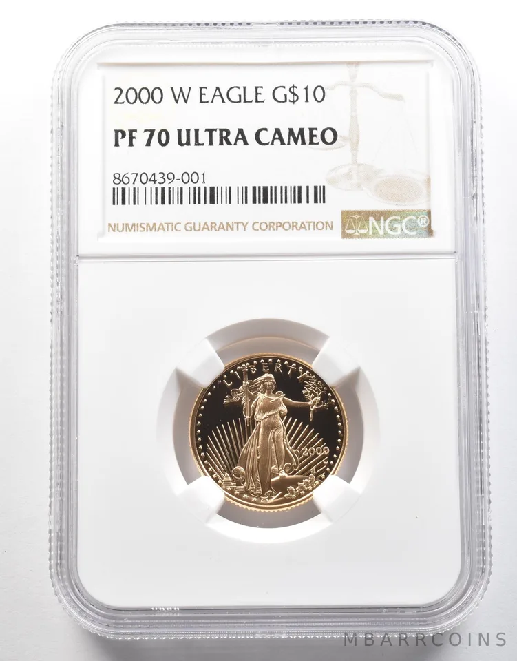 2000-W $10 American Gold Eagle 1/4 Oz Gold PF70 UCAM NGC