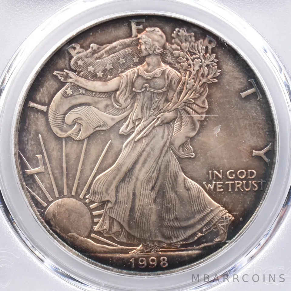 1998 American Silver Eagle MS66 PCGS Beautiful Tone *2388