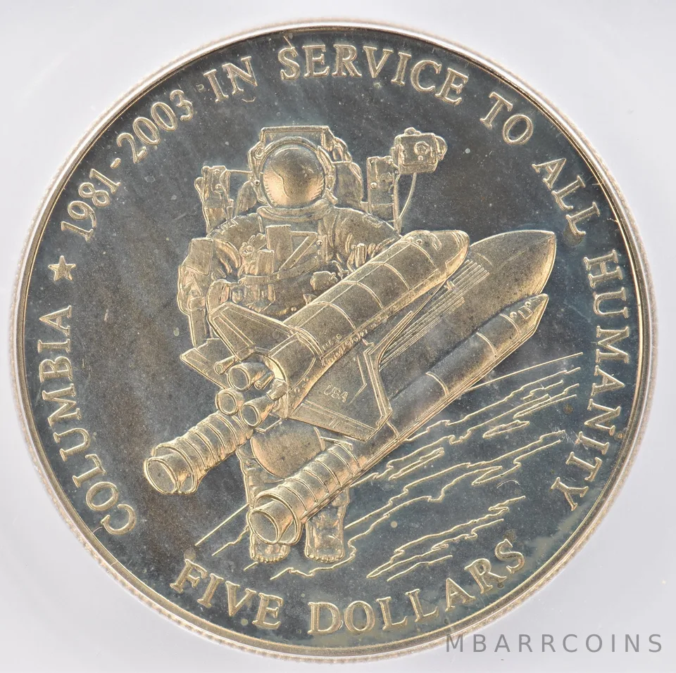 2003 Liberia 5 Dollars Columbia PR70 DCAM ICG Beautiful Tone *0848