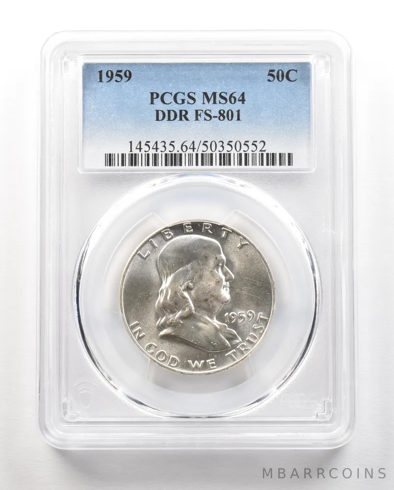 1959 Franklin Half Dollar DDR FS-801 MS64 PCGS *4859