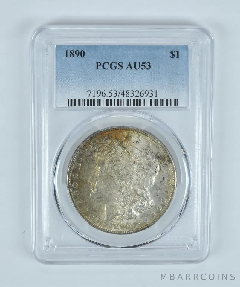 AU53 1890 Morgan Silver Dollar PCGS Beautifully Toned *2108