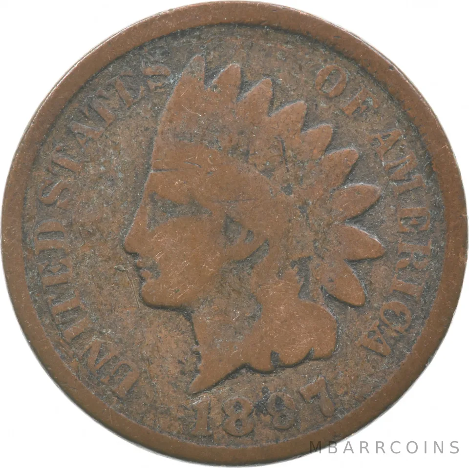 1897 Indian Head Cent 1 In Neck *9351