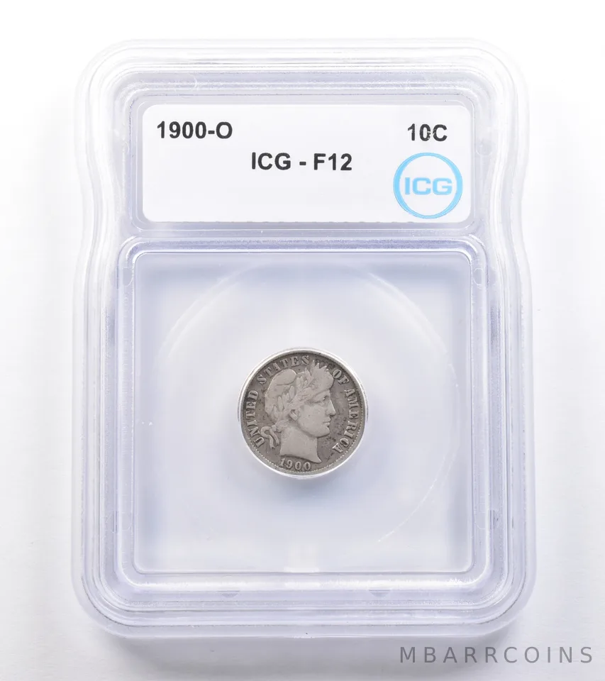 1900-O Barber Dime F12 ICG *4881