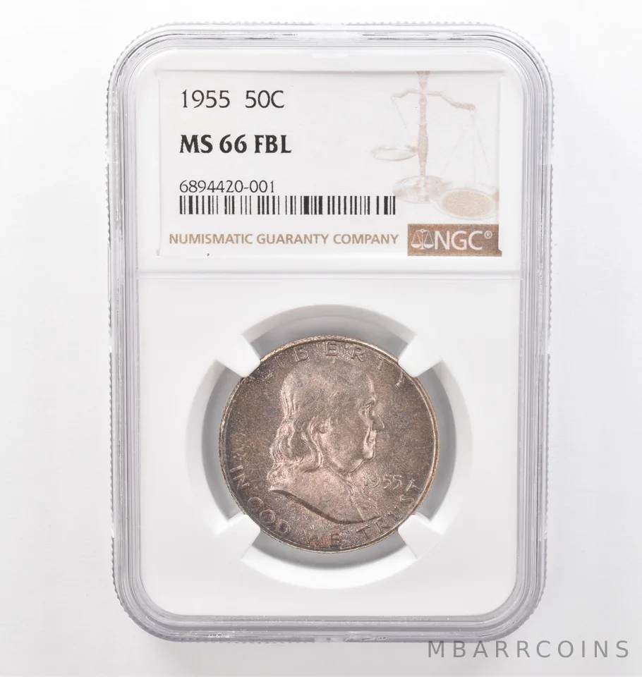 1955 Franklin Half Dollar MS66 FBL NGC Beautiful Tone *6213