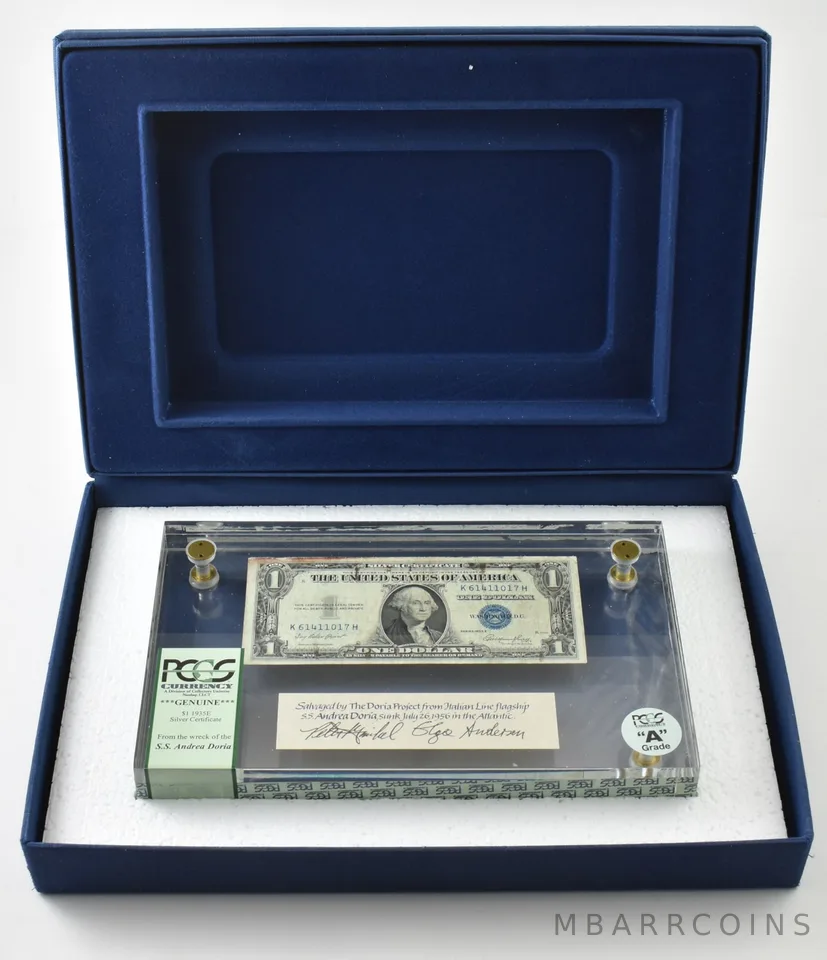 1935 E $1 Silver Certificate From SS Andrea Doria Shipwreck "A" Grade PCGS a0223