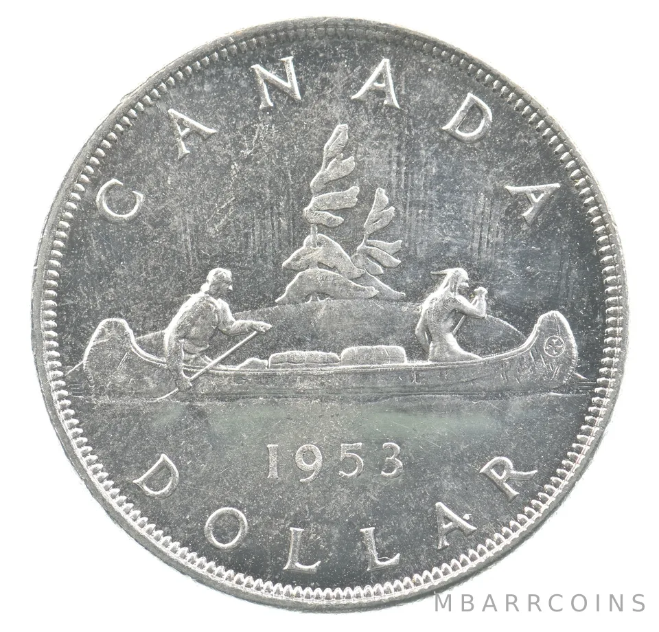 1953 Canada 1 Dollar Silver Voyageurs *4060