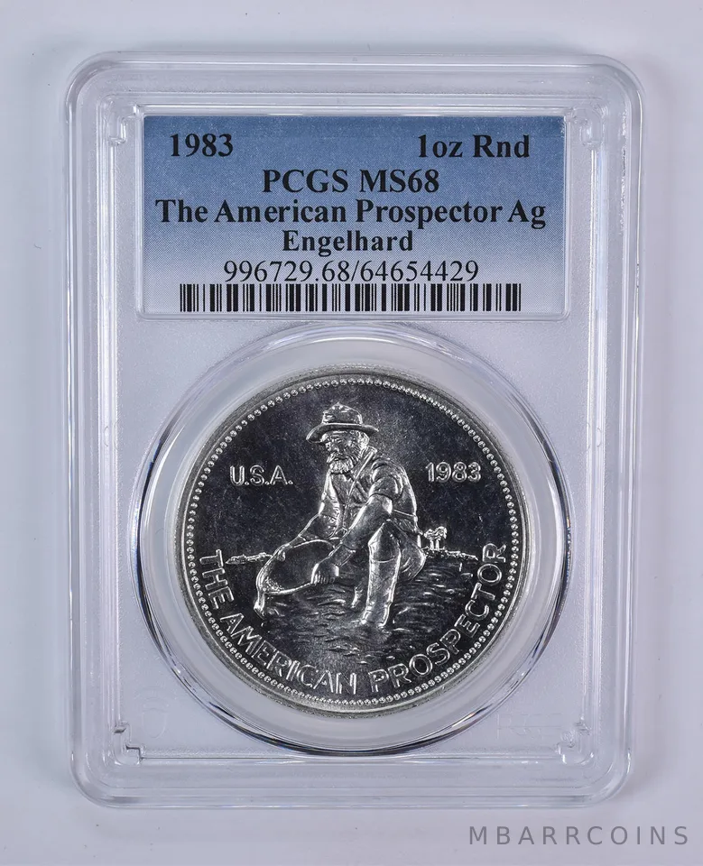 1983 Engelhard Prospector 1 Oz Silver Round MS68 PCGS