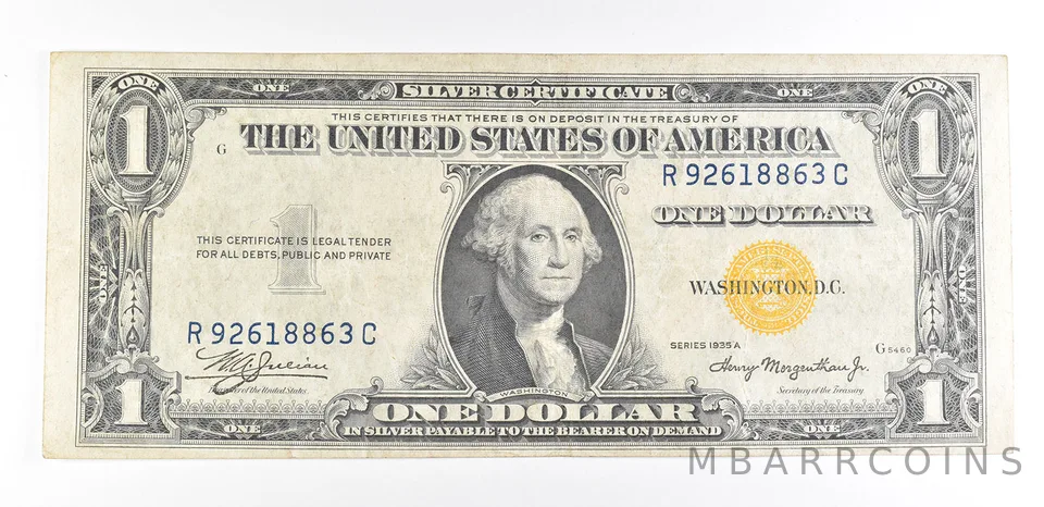 1935 A $1 Silver Certificate North Africa Yellow Seal Fr#2309 WWII *9376