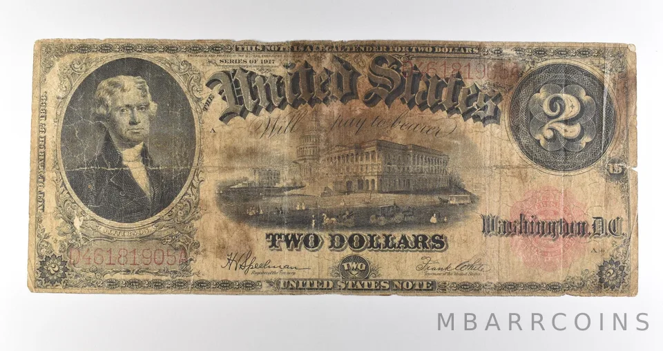 1917 $2 Legal Tender Red Seal Large Note Fr#60 *4690