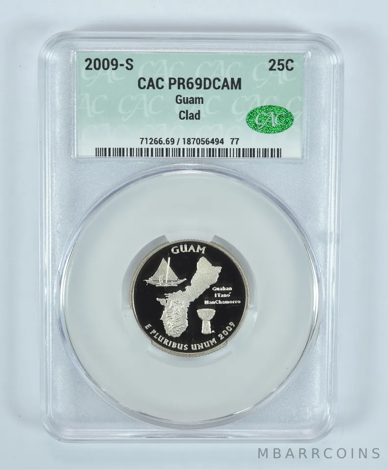 2009-S Washington State Quarter Guam CLAD PR69 DCAM CAC CACg