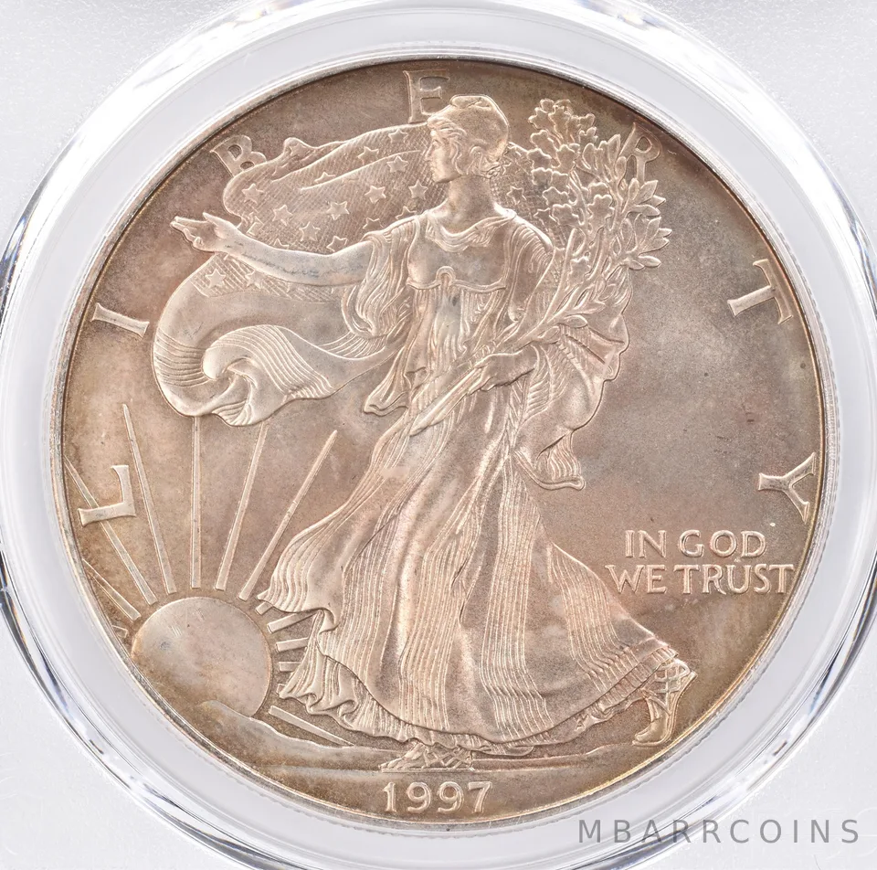 1997 American Silver Eagle MS67 PCGS Beautiful Tone *1322
