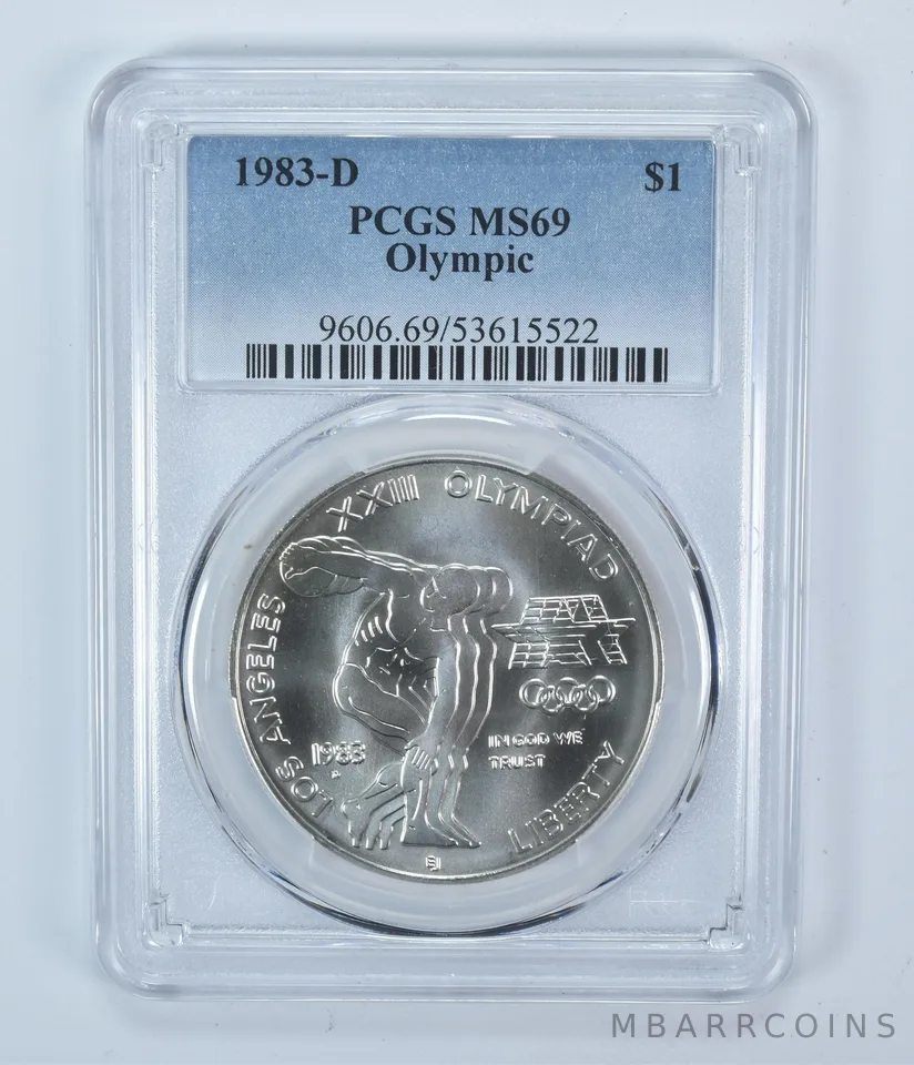 1983-D Olympic Discus Commemorative Silver Dollar MS69 PCGS