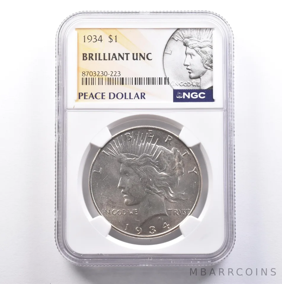 1934 Peace Silver Dollar BU NGC *9038