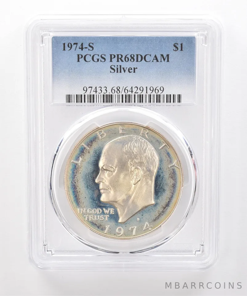 1974-S Eisenhower $1 Silver PR68 DCAM PCGS Beautiful Tone *1948